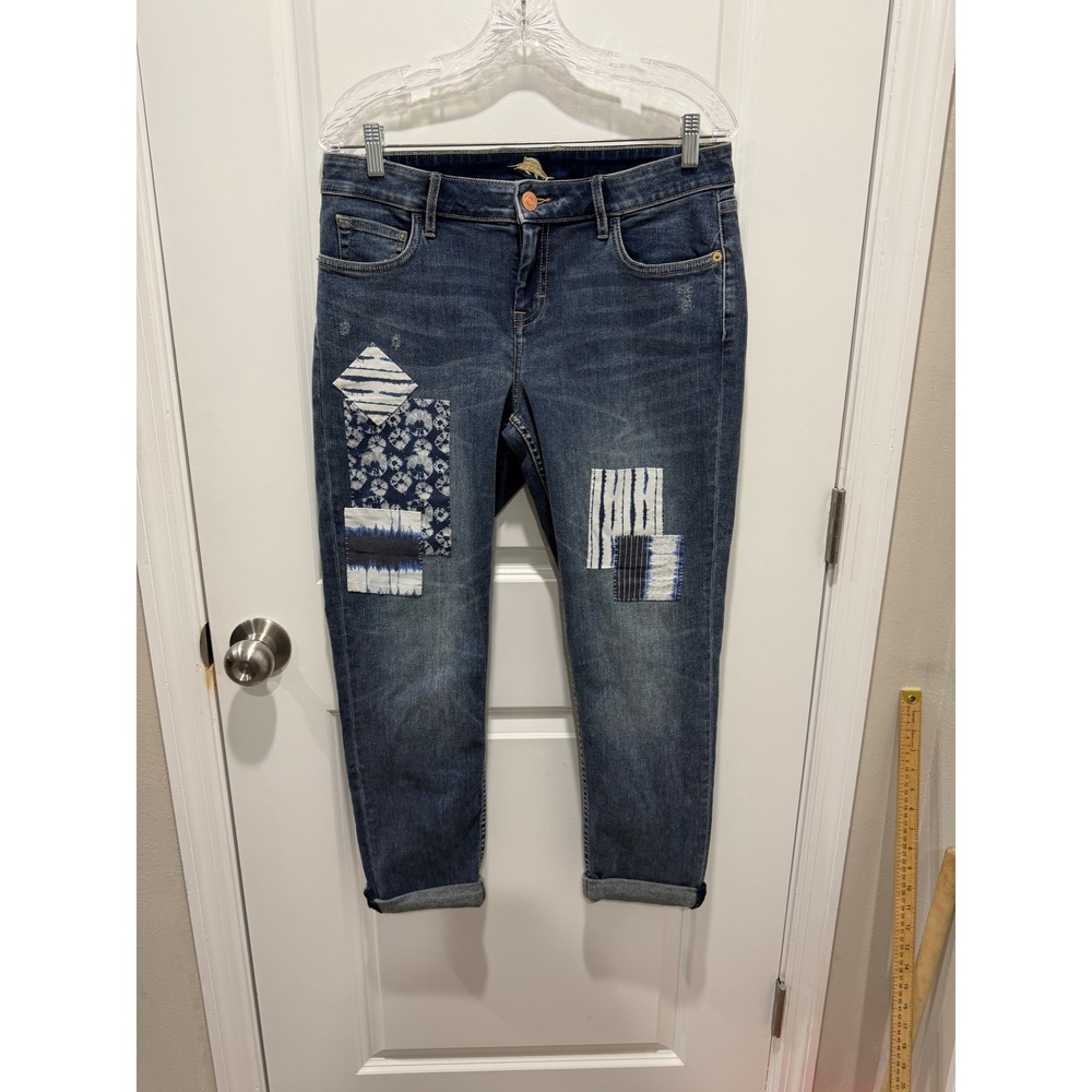 Tommy Bahama Womens Slim Boyfriend Patchwork Denim Jeans Blue 8